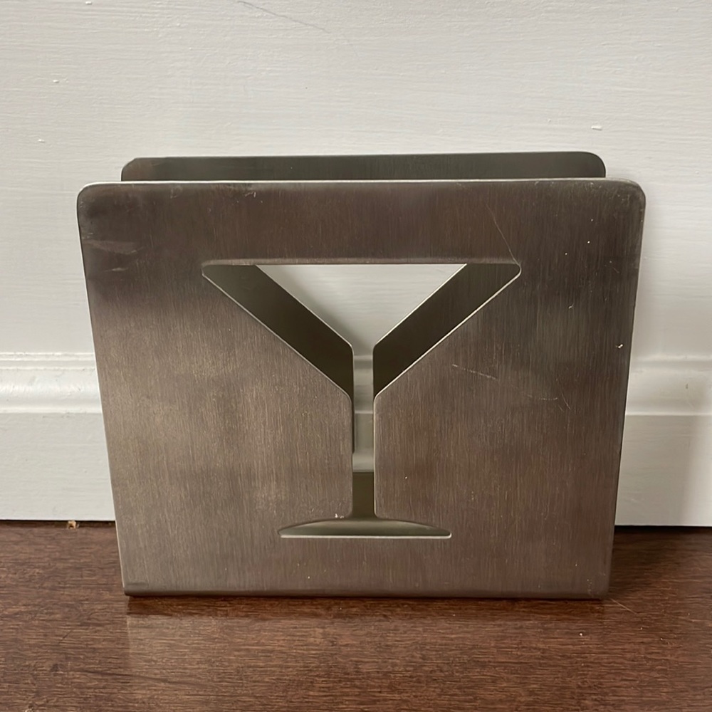 Stainless steel cocktail napkin holder